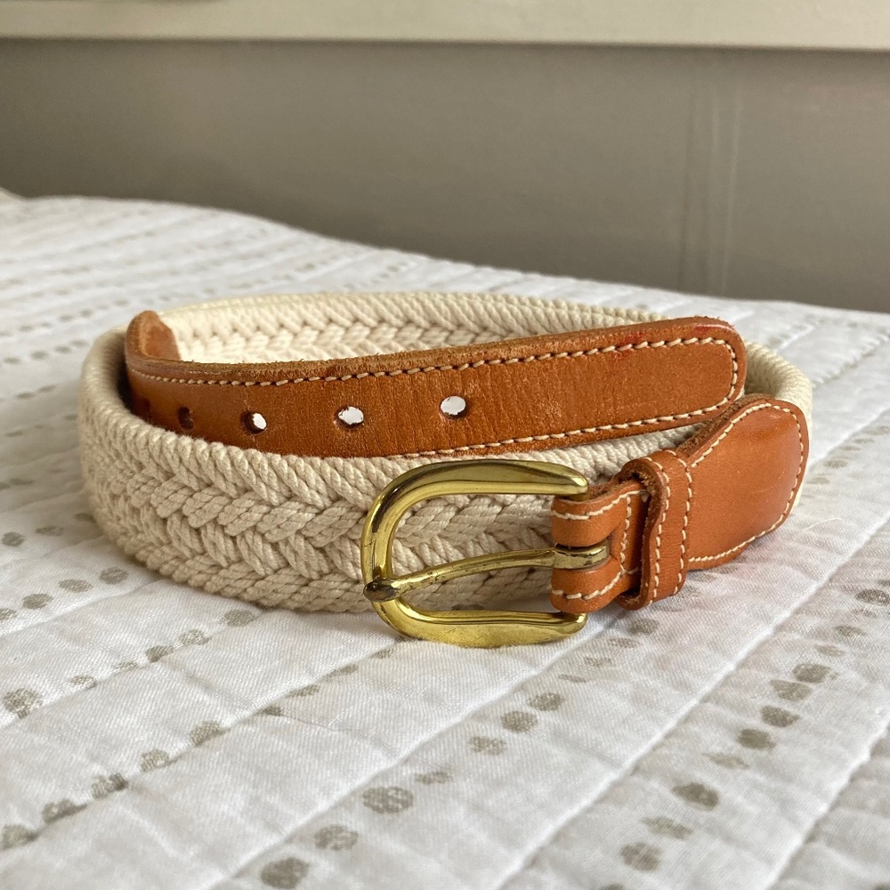 Braided Cord Rope and Leather Belt Classic Old Money Prep Sz M*
